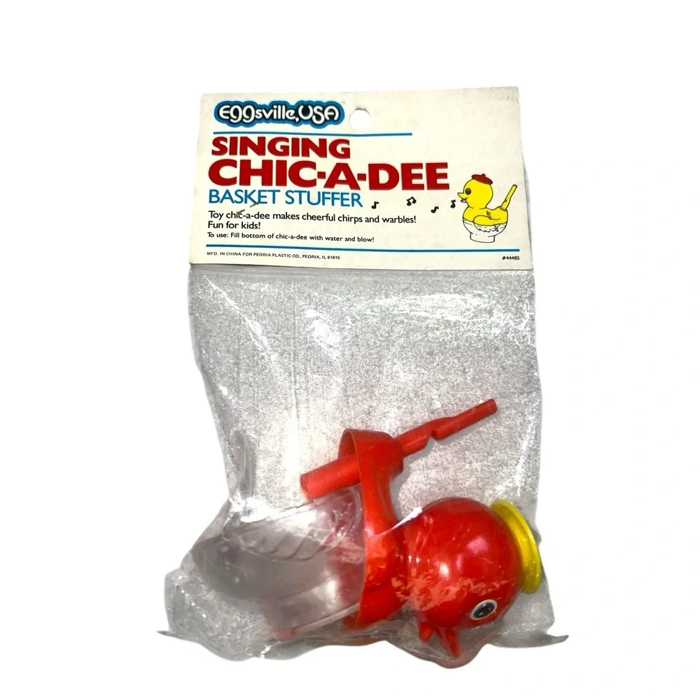 Singing Chic A Dee Red Plastic Bird Water Whistle New Old‎ Stock Easter toy